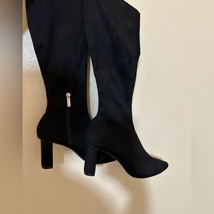 Zara suede knee high heeled boots